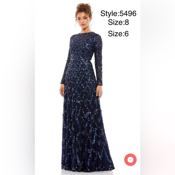 Mac Duggal Dresses & Skirts - Lattice sequined illusion neckline long sleeve A-line gown